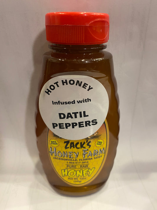 HOT Datil pepper infused honey 12 oz.