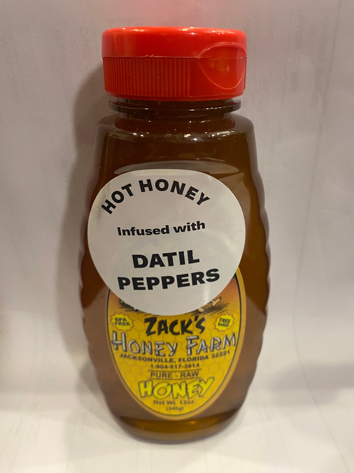 HOT Datil pepper infused honey 12 oz.